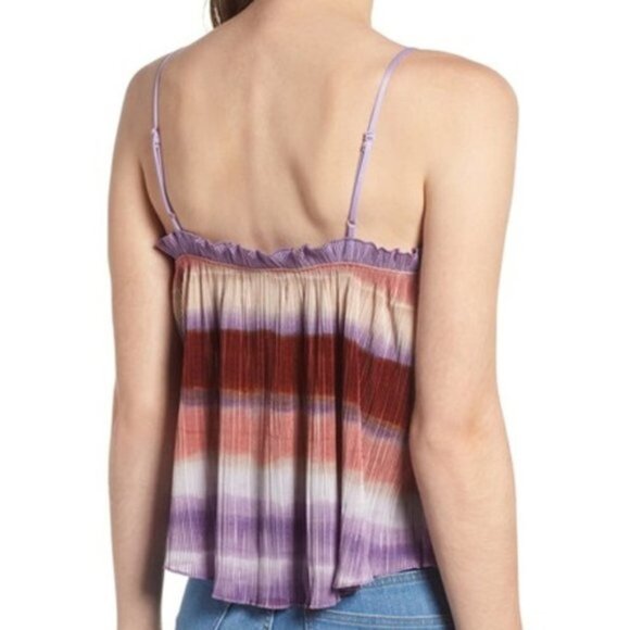 Madewell Texture & Thread Rainbow Pink Purple Ombre Pleated Tank Top S NWT - Picture 2 of 5